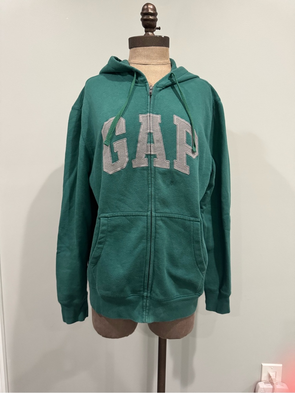 GAP green Full-Zip Hoodie with big grey logo size L